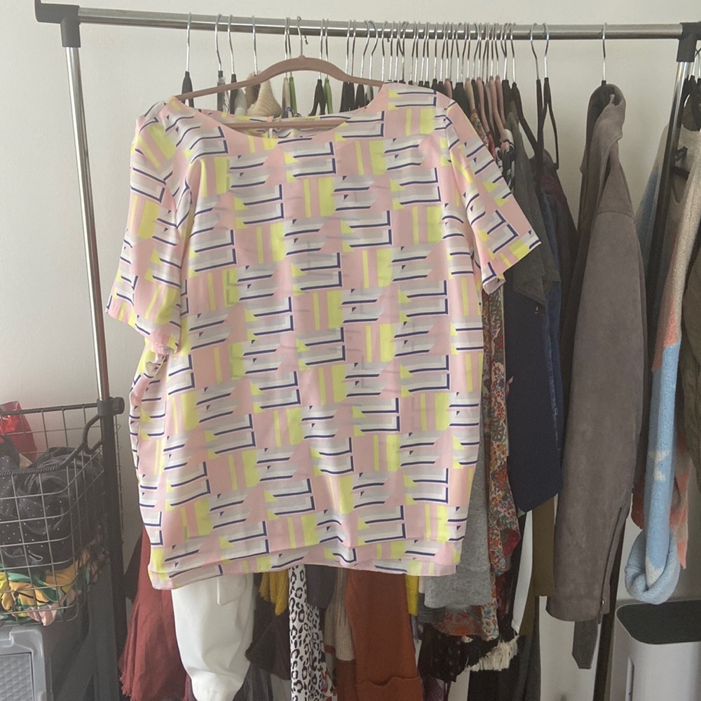 JCrew neon geometric top